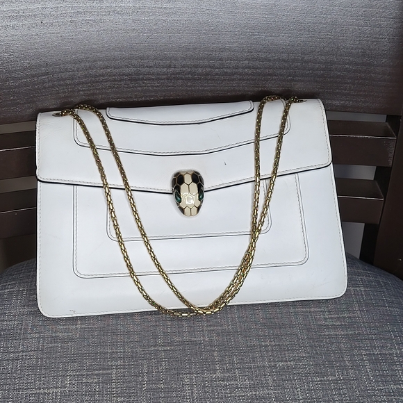 BVLGARI Handbags - Bvlgari Serpenti Forever Shoulder Bag in White Double Chain...Authentic !!